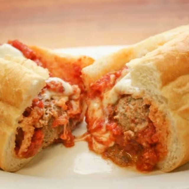 Meatball, Eggplant, Chicken or Sausage Parmigiana Sub.
