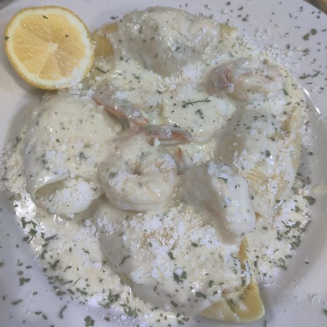 Shrimp Scampi Alfredo.