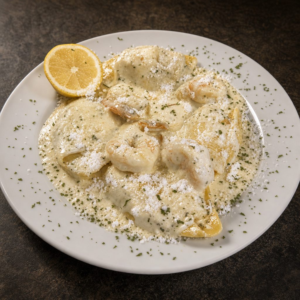 Shrimp Scampi Alfredo.